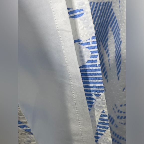 Talbots Tropical Hawaiian Palm Print 100% Cotton Seersucker Blue White Skirt 16 - Picture 6 of 10